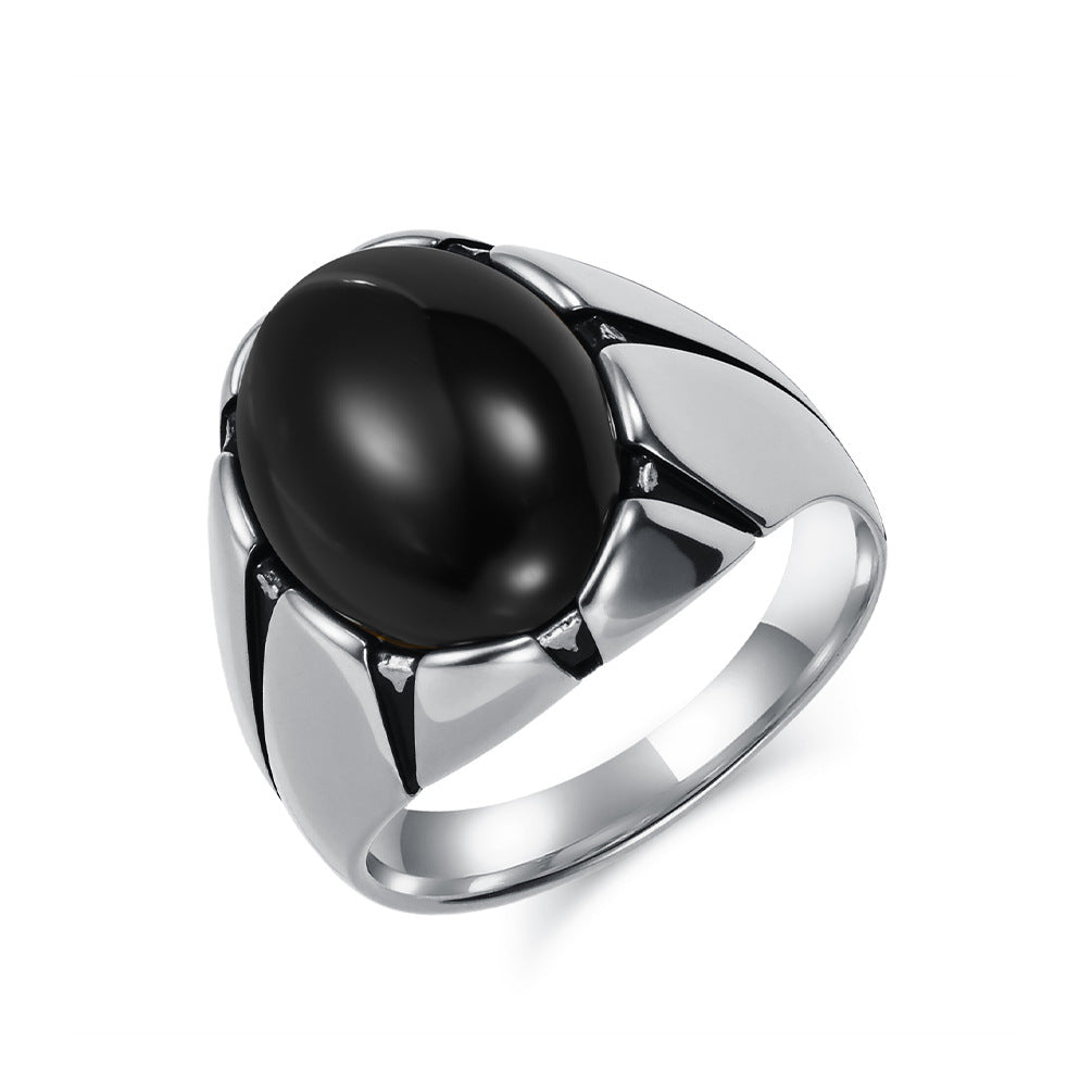 Wholesale Vintage Tiger Eye Titanium Steel Ring
